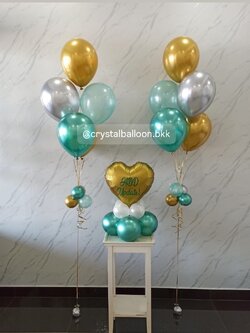 ลูกโป่งเซอร์ไพรส์วันเกิด ลูกโป่งช่อ 5 ลูก 2 ช่อ,ฟอยล์หัวใจตั้งฐาน1 ชิ้น ,พร้อมตกแต่ง สามารถเปลี่ยนสีลูกโป่ง/เปลี่ยนข้อความได้