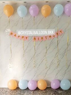 ลูกโป่ง วันเกิด ป้ายธง Happy Birthday 1 ชิ้น พร้อมตกแต่ง ลูกโป่งลอยฝ้า 6 ลูก,ลูกโป่งโปรยพื้น 6 ลูก สามารถเปลี่ยนสีลูกโป่ง/เปลี่ยนสีป้ายธงได้