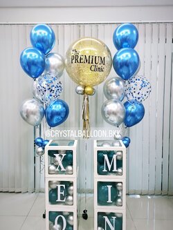 สั่ง ลูกโป่ง เปิดงาน-เปิดงาน Bubble ขนาด 24" 1 ลูก พร้อม ช่อลูกโป่งโครเมี่ยม 7 ลูก 2 ช่อ,กล่องใส ติดตัวอักษร 6 ตัวอักษร พร้อมตกแต่ง สามารถเปลี่ยนสีลูกโป่ง/เปลี่ยนข้อความ/เปลี่ยนขนาดได้