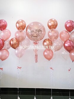 ลูกโป่ง วันเกิด Bubble ขนาด 24" พร้อม ช่อลูกโป่ง ช่อ 7 ลูก 4 ช่อ พร้อมตกเเต่ง สามารถเปลี่ยนสีลูกโป่ง/เปลี่ยนข้อความ/เปลี่ยนขนาดได้
