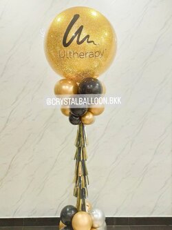 เสาลูกโป่ง เปิดงาน Bubble ขนาด 36" กลิตเตอร์สีทอง พร้อมตกแต่ง สามารถเปลี่ยนสีลูกโป่ง/เปลี่ยนข้อความได้