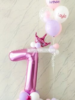 ลูกโป่ง วันเกิดเด็ก ฟอยล์ตัวเลข ขนาด 40" ตั้งฐาน 1 ชิ้น พร้อม ช่อลูกโป่ง ช่อ 5 ลูก 1 ช่อ พร้อมตกแต่ง สามารถเปลี่ยนสีลูกโป่ง/เปลี่ยนข้คอวาม/เปลี่ยนสี-ฟอยล์ตัวเลข/เปลี่ยนสี-ฟอยล์ตกแต่งได้