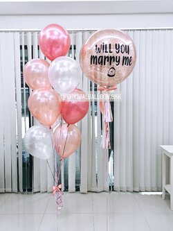 ลูกโป่ง ขอแต่งงาน Will You Marry Me? Theme สีโรสโกล พร้อมตกแต่ง ช่อลูกโป่ง 9 ลูก,ลูกโป่งใส ใส่กลิตเตอร์ สามารถเปลี่ยนสีลูกโป่ง/เปลี่ยนข้อความ/เปลี่ยนขนาดได้