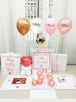 Happy Birthday Surprise Box กล่องเซอร์ไพรส์วันเกิด พร้อมตกแต่ง หัวใจตั้งฐาน 1 ชิ้น,สามารถใส่รูปได้ 2 ใบ สามารถเปลี่ยนสีลูกโป่ง/เปลี่ยนข้อความได้