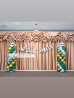 เสาลูกโป่ง เปิดงาน เสาลูกโป่งฟอยล์ดาว ขนาด 24" 2 เสา พร้อม ฟอยล์ตัวอักษร ขนาด 16" 11 ตัวอักษร พร้อมตกแต่ง สามารถเปลี่ยนสีลูกโป่ง/เปลี่ยนข้อความ/เปลี่ยนสี-ฟอยล์ตัวอักษรได้