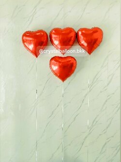 ลูกโป่งฟอยล์หัวใจเป่าลอยตั้งพื้น 4 ลูก , สามารถเปลี่ยนสีลูกโป่งได้/สามารถเพิ่มข้อความได้