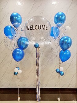 ลูกโป่ง เปิดร้าน Bubble ขนาด 36" สีเงิน พร้อมตกแต่ง ช่อลูกโป่ง 7 ลูก 2 ช่อ,ลูกโป่งใส ใส่ Confetti สามารถเปลี่ยนสีลูกโป่ง/เปลี่ยนข้อความ/เปลี่ยนขนาดได้