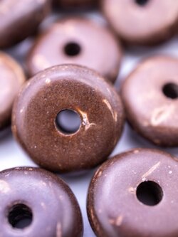 ลูกปัดกะลาทรงแบน กระดุมกะลารูเดียว