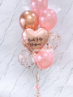 ลูกโป่ง Bride To Be ช่อลูกโป่งฟอยล์หัวใจ ขนาด 18" ช่อ 10 ลูก 1 ช่อ พร้อมตกแต่ง ลูกโป่งใส ใส่ Confetti สามารถเปลี่ยนสีลูกโป่ง/เปลี่ยนข้อความ/เปลี่ยนสี-ฟอยล์ตกแต่งได้