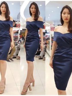 ชุดเพื่อนเจ้าสาว ชุดราตรีสั้น Lily - Cozy wrap top & pencil skirt