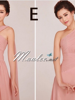 พร้อมเช่า ชุดราตรียาว สีชมพู Nude ชุดเพื่อนเจ้าสาว Nude-002E (เหลือเฉพาะไซส์ M)