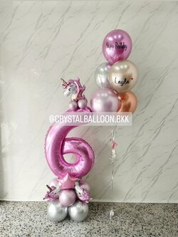 ลูกโป่ง วันเกิดเด็ก Theme Unicorn ฟอยล์ตัวเลข ขนาด 40" ตั้งฐาน 1 ชิ้น พร้อมตกแต่ง ช่อลูกโป่งโครเมี่ยม ช่อ 5 ลูก 1 ช่อ สามารถเปลี่ยนสีลูกโป่ง/เปลี่ยนข้อความ/เปลี่ยนสี-ฟอยล์ตัวเลขได้