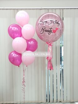 ลูกโป่ง วันเกิด Bubble 24" Theme สีชมพู พร้อม ช่อลูกโป่ง ช่อ 9 ลูก 1 ช่อ พร้อมตกเเต่ง สามารถเปลี่ยนสีลูกโป่ง/เปลี่ยนข้อความ/เปลี่ยนขนาดได้
