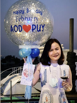 ลูกโป่ง วันเกิด Bubble ขนาด 24" กลิตเตอร์สีเงิน พร้อมตกแต่ง สามารถเปลี่ยนสีลูกโป่ง/เปลี่ยนข้อความ/เปลี่ยนขนาดได้