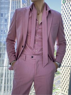 Pre-order เสื้อสูทชาย สีชมพู รุ่นสลิม