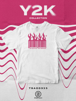 เสื้อยืด พิมพ์ลาย Barcode fier Y2K Collection สีขาว รหัส TSA00335 #เสื้อ #เสื้อยืด