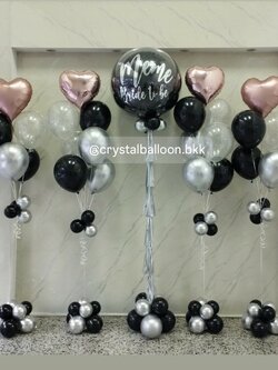 ลูกโป่ง Bubble ขนาด 36" , ลูกโป่งฟอยล์หัวใจ ขนาด 18" ช่อ 7 ลูก 2 ช่อ , ลูกโป่งฟอยล์หัวใจ ขนาด 18" ช่อ 5 ลูก 2 ช่อพร้อมลูกโป่งแต่งฐาน , พร้อมตกเเต่ง สามารถเปลี่ยนสีลูกโป่ง/เปลี่ยนข้อความ/เปลี่ยนขนาดได้