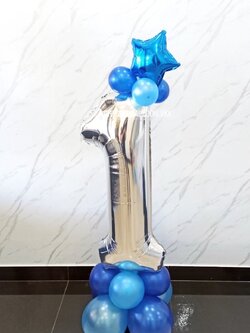 ลูกโปง วันเกิดเด็ก ฟอยล์ตัวเลข ขนาด 40" ตั้งฐาน 1 ชิ้น พร้อมตกแต่ง สามารถเปลี่ยนสีลูกโป่ง/เปลี่ยนสี-ฟอยล์ตัวเลขได้