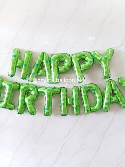 ลูกโป่ง วันเกิดเด็ก ฟอยล์ HAPPY BIRTHDAY 1 เซท Theme Minecraft พร้อมตกเเต่ง สามารถเปลี่ยนสีลูกโป่งได้