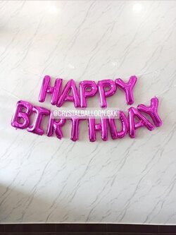 ฟอยล์ตัวอักษร ติดผนัง วันเกิดเด็ก ฟอยล์ตัวอักษร Happy Birthday ขนาด 16" สีชมพูเข้ม 1 ชิ้น พร้อมตกแต่ง สามารถเปลี่ยนสี-ฟอยล์ตัวอักษรได้