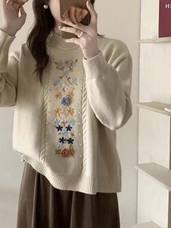 เสื้อไหมพรมกันหนาวลายปัก