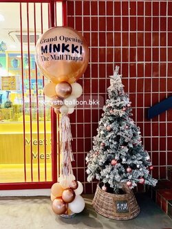 เสาลูกโป่ง เปิดร้าน ลูกโป่งยาง ขนาด 36" สีโรสโกล 1 เสา พร้อมตกแต่ง สามารถเปลี่ยนสีลูกโป่ง/เปลี่ยนข้อความได้