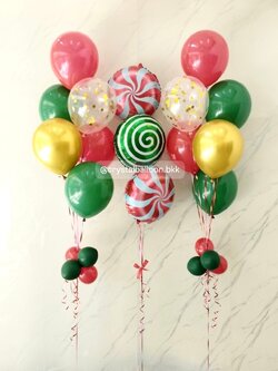 ลูกโป่ง Christmas ช่อลูกโป่ง ช่อ 6 ลูก 2 ช่อ พร้อม ช่อฟอยล์ดาว ขนาด 18" ช่อ 3 ลูก 1 ช่อ พร้อมตกแต่ง สามารถเปลี่ยนสีลูกโป่ง/เปลี่ยนฟอยล์ตกแต่งได้