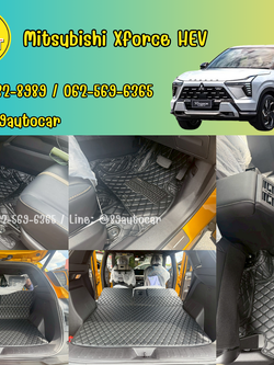 พรมรถยนต์ Mitsubishi X Force HEV 2025 ปูพรม6D สีดำด้ายดำ เต็มคัน