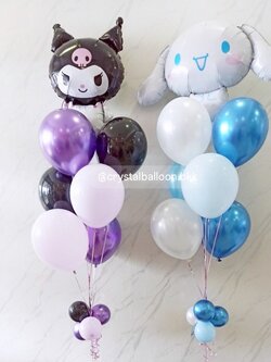 ลูกโป่ง วันเกิดเด็ก ช่อลูกโป่งฟอยล์Sanrio ช่อ 7 ลูก 2 ช่อ Theme ม่วง - ฟ้า พร้อมตกแต่ง สามารถเปลี่ยนสีลูกโป่ง/เปลี่ยนข้อความ/เปลี่ยนสี-ฟอยล์ตัวเลข/เปลี่ยนฟอยล์ตกแต่งได้