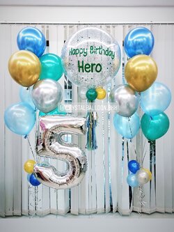 ลูกโป่ง วันเกิดเด็ก Bubble ขนาด 24" กลิตเตอร์เงิน พร้อม ช่อลูกโป่ง ช่อ 7 ลูก 2 ช่อ พร้อม ฟอยล์ตัวเลข ขนาด 40" 1 ชิ้น พร้อมตกเเต่ง สามารถเปลี่ยนสีลูกโป่ง/เปลี่ยนข้อความ/เปลี่ยนขนาด/เปลี่ยนสี-ฟอยล์ตัวเลขได้