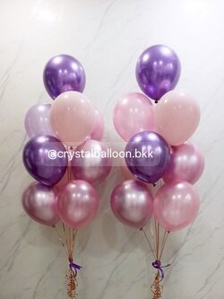 ลูกโป่ง วันเกิด ลูกโป่งช่อ 9 ลูก 2 ช่อ Theme ม่วง พร้อมตกเเต่ง สามารถเปลี่ยนสีลูกโป่ง/ข้อความสามารถเพิ่มได้