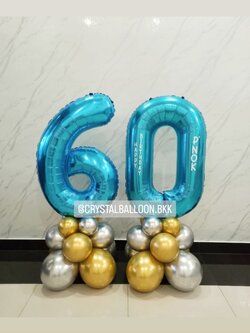 ลูกโป่ง วันเกิด ฟอยล์ตัวเลข ขนาด 40" ตั้งฐาน 2 ชิ้น พร้อมตกแต่ง สามารถเปลี่ยนสีลูกโป่ง/เปลี่ยนข้อความ/เปลี่ยนสี-ฟอยล์ตัวเลขได้