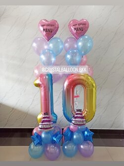 ลูกโป่ง วันเกิดเด็ก ช่อลูกโป่งฟอยล์หัวใจ ขนาด 18" ช่อ 7 ลูก 2 ช่อ พร้อม ฟอยล์ตัวเลข ขนาด 40" ตั้งฐาน 2 ชิ้น พร้อมตกแต่ง สามารถเปลี่ยนสีลูกโป่ง/เปลี่ยนข้อความ/เปลี่ยนสี-ฟอยล์ตัวเลข-ฟอยล์ตกแต่งได้