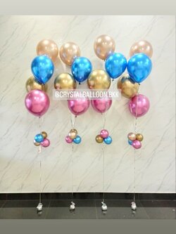 ลูกโป่ง เเสดงความยินดี ช่อลูกโป่งสีโครเมี่ยม ช่อ 4 ลูก 4 ช่อ พร้อมตกเเต่ง สามารถเปลี่ยนลูกโป่งได้