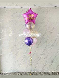 ลูกโป่ง วันเกิดเด็ก ช่อลูกโป่งฟอยล์ดาว ขนาด 24" สี Hot Pink ช่อ 7 ลูก 1 ช่อ พร้อมตกแต่ง สามารถเปลี่ยนสีลูกโป่ง/เปลี่ยนข้อความ/เปลี่ยนฟอยล์ตกแต่งได้