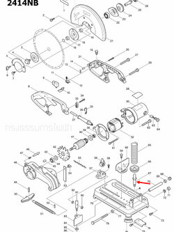 สกรูหกเหลี่ยม M10 แท่นตัดไฟเบอร์ Makita มากีต้า 2414NB [#67] Pn.265407-9 (แท้) ##