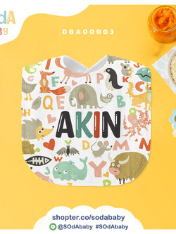 ผ้าซับน้ำลาย ลาย Zoo 📌ใส่ชื่อได้ รหัส DBA00003 #SOdAbaby