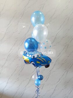 ลูกโป่ง วันเกิดเด็ก ช่อลูกโป่งฟอยล์ Cars ช่อ 7 ลูก 1 ช่อ Theme สีน้ำเงิน/ฟ้า/ขาว พร้อมตกแต่ง สามารถเปลี่ยนสีลูกโป่ง/เปลี่ยนฟอยล์ตกแต่งได้