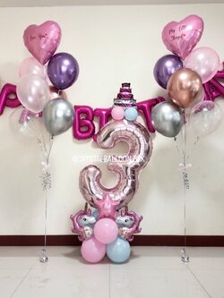 ลูกโป่ง วันเกิดเด็ก ช่อลูกโป่งฟอยล์หัวใจ ขนาด 18" 2 ช่อ พร้อมตกแต่ง ฟอยล์ตัวอักษร Happy Birthday ฟอยล์ตัวเลขตั้งฐาน ขนาด 40" 1 ชิ้น สามารถเปลี่ยนสีลูกโป่ง/เปลี่ยนสี-ฟอยล์ตัวอักษรได้