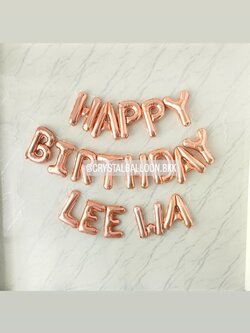 ฟอยล์ตัวอักษร ติดผนัง วันเกิดเด็ก ฟอยล์ตัวอักษร Happy Birthday ขนาด 16" สีโรสโกล 1 ชิ้น พร้อม ฟอยล์ตัวอักษรชื่อ 5 ตัวอักษร พร้อมตกแต่ง สามารถเปลี่ยนสี-ฟอยล์ตัวอักษรได้