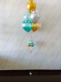 ลูกโป่งเซอร์ไพรส์วันเกิด ลูกโป่งช่อ 5 ลูก 1 ช่อ ,สีทองโครเมี่ยม/เงินโครเมี่ยม/เขียวโครเมี่ยม/เขียว พร้อมตกแต่ง สามารถเปลี่ยนสีลูกโป่ง/เปลี่ยนข้อความได้