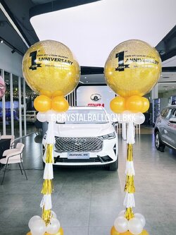 เสาลูกโป่ง เปิดงาน Bubble 36" Theme ทอง 2 เสา พร้อมตกแต่ง สามารถเปลี่ยนสีลูกโป่ง/เปลี่ยนข้อความได้