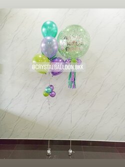 ลูกโป่ง วันเกิด Bubble ขนาด 24" พร้อม ช่อลูกโป่ง ช่อ 5 ลูก 1 ช่อ พร้อมตกแต่ง สามารถเปลี่ยนสีลูกโป่ง/เปลี่ยนข้อความ/เปลี่ยนขนาดได้