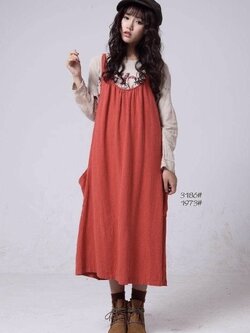 เอี๊ยมกระโปรงยาวผ้าฝ้ายนุ่ม