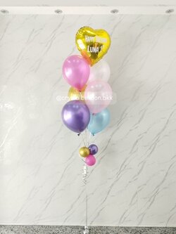 ลูกโป่งเซอร์ไพรส์วันเกิด ลูกโป่งช่อ 7 ลูก 1 ช่อ,ฟอยล์หัวใจเป่าลอย1 ชิ้น พร้อมตกแต่ง สามารถเปลี่ยนสีลูกโป่ง/เปลี่ยนข้อความได้