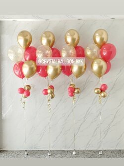 ลูกโป่ง วันตรุษจีน ช่อลูกโป่ง ช่อ 5 ลูก 4 ช่อ Theme สีแดง-ทอง พร้อมตกแต่ง สามารถเปลี่ยนสีลูกโป่งได้