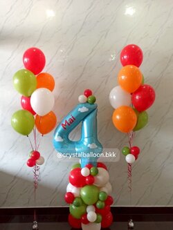 ลูกโป่ง วันเกิดเด็ก ฟอยล์ตัวเลข ขนาด 40" ตั้งฐาน 1 ชิ้น สีฟ้า , ลูกโป่งช่อ 7 ลูก 2 ช่อ , พร้อมตกแต่ง สามารถเปลี่ยนสีลูกโป่ง/เปลี่ยนสี-ฟอยล์ตัวเลข/เปลี่ยนสี-ฟอยล์ตกแต่งได้