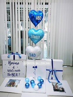 Happy Birthday Surprise Box กล่องเซอร์ไพรส์วันเกิด ฟอยล์หัวใจ ขนาด 18" 3 ชิ้น พร้อมตกแต่ง สามารถใส่รูปได้ 2 ใบ สามารถเปลี่ยนสีลูกโป่ง/เปลี่ยนข้อความได้