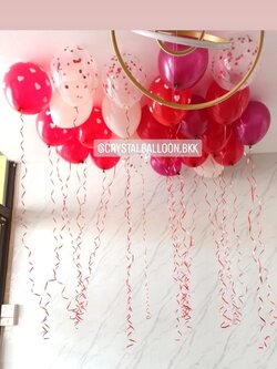 ลูกโป่ง วันเกิด ลูกโป่งลอยฝ้า 24 ลูก Theme สีแดง พร้อมตกแต่ง สามารถเปลี่ยนสีลูกโป่งได้