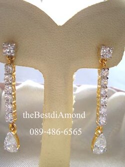 BE610+++ต่างหูระย้ารูปหยดน้ำ+++สวย เรียบ หรู เด่น สง่า มีระดับมากๆๆๆ อยู่ได้นานไม่มี out ใส่แล้วหน้าเรียวสวยค่ะ